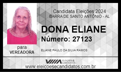 Candidato DONA ELIANE 2024 - BARRA DE SANTO ANTÔNIO - Eleições