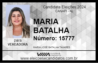 Candidato MARIA BATALHA 2024 - CANAPI - Eleições