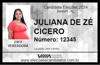 Candidato JULIANA DE ZÉ CICERO 2024 - INHAPI - Eleições