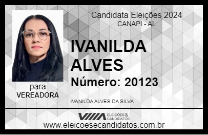 Candidato IVANILDA ALVES 2024 - CANAPI - Eleições