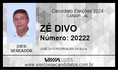 Candidato ZÉ DIVO 2024 - CANAPI - Eleições