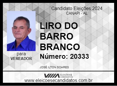 Candidato LIRO DO BARRO BRANCO 2024 - CANAPI - Eleições