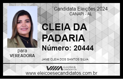 Candidato CLEIA DA PADARIA 2024 - CANAPI - Eleições