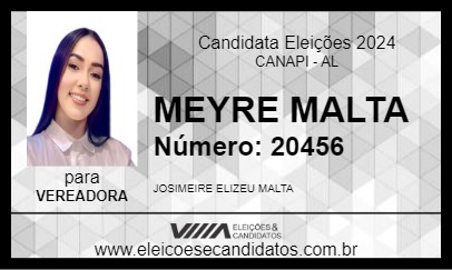 Candidato MEYRE MALTA 2024 - CANAPI - Eleições