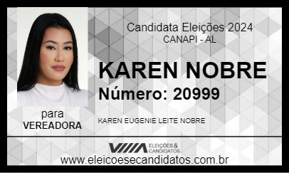 Candidato KAREN NOBRE 2024 - CANAPI - Eleições