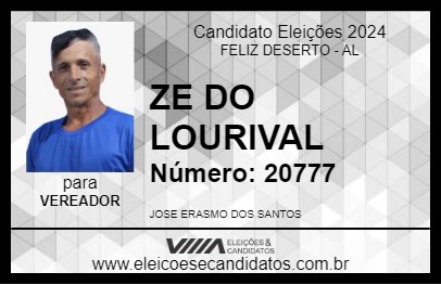 Candidato ZE DO LOURIVAL 2024 - FELIZ DESERTO - Eleições