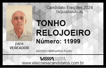 Candidato TONHO RELOJOEIRO 2024 - TAQUARANA - Eleições