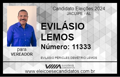 Candidato EVILÁSIO LEMOS 2024 - JACUÍPE - Eleições