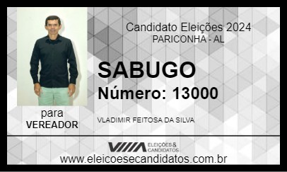 Candidato SABUGO 2024 - PARICONHA - Eleições