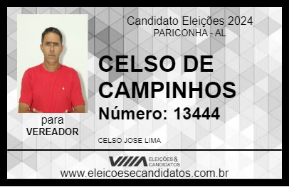 Candidato CELSO DE CAMPINHOS 2024 - PARICONHA - Eleições