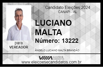 Candidato LUCIANO MALTA 2024 - CANAPI - Eleições