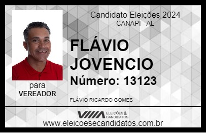 Candidato FLÁVIO JOVENCIO 2024 - CANAPI - Eleições