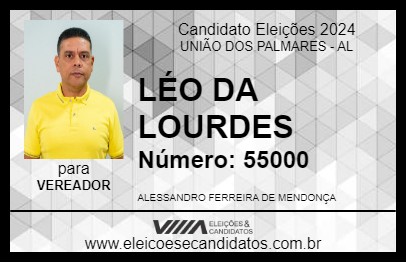 Candidato LÉO DA LOURDES 2024 - UNIÃO DOS PALMARES - Eleições