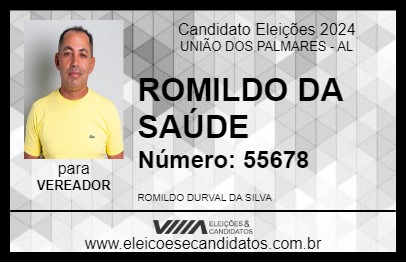 Candidato ROMILDO DA SAÚDE 2024 - UNIÃO DOS PALMARES - Eleições