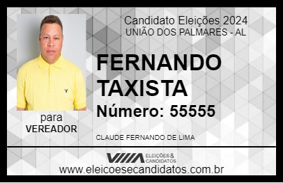 Candidato FERNANDO TAXISTA 2024 - UNIÃO DOS PALMARES - Eleições