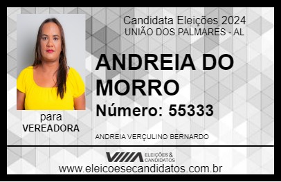 Candidato ANDREIA DO MORRO 2024 - UNIÃO DOS PALMARES - Eleições