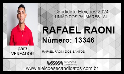 Candidato RAFAEL RAONI 2024 - UNIÃO DOS PALMARES - Eleições