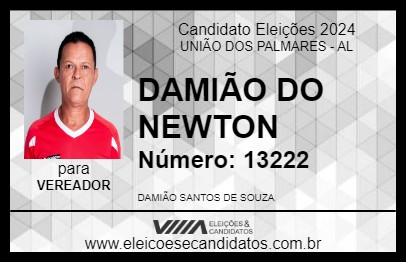 Candidato DAMIÃO DO NEWTON 2024 - UNIÃO DOS PALMARES - Eleições