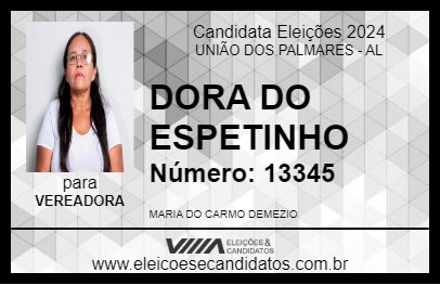 Candidato DORA DO ESPETINHO 2024 - UNIÃO DOS PALMARES - Eleições