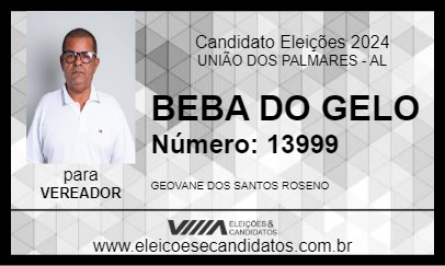 Candidato BEBA DO GELO 2024 - UNIÃO DOS PALMARES - Eleições