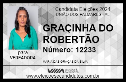 Candidato GRAÇINHA DO ROBERTÃO 2024 - UNIÃO DOS PALMARES - Eleições