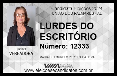 Candidato LURDES DO ESCRITÓRIO 2024 - UNIÃO DOS PALMARES - Eleições