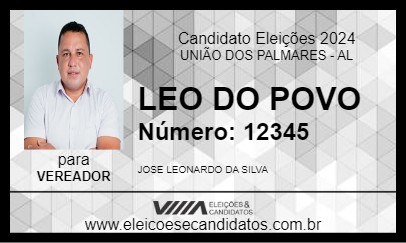 Candidato LEO DO POVO 2024 - UNIÃO DOS PALMARES - Eleições