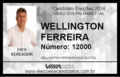 Candidato WELLINGTON FERREIRA 2024 - UNIÃO DOS PALMARES - Eleições