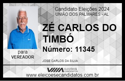 Candidato ZÉ CARLOS DO TIMBÓ 2024 - UNIÃO DOS PALMARES - Eleições