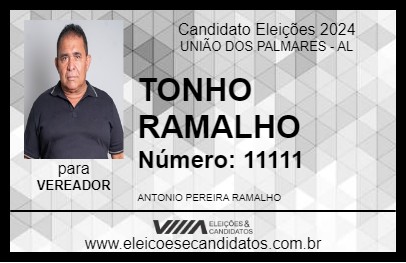 Candidato TONHO RAMALHO 2024 - UNIÃO DOS PALMARES - Eleições