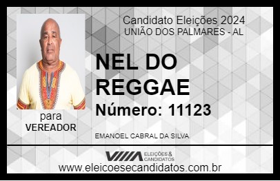 Candidato NEL DO REGGAE 2024 - UNIÃO DOS PALMARES - Eleições