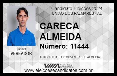 Candidato CARECA ALMEIDA 2024 - UNIÃO DOS PALMARES - Eleições