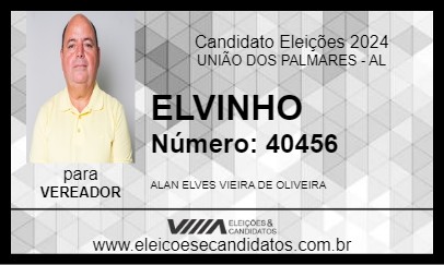 Candidato ELVINHO 2024 - UNIÃO DOS PALMARES - Eleições