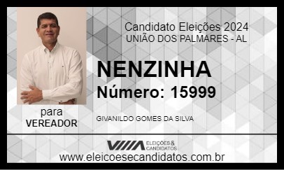 Candidato NENZINHA 2024 - UNIÃO DOS PALMARES - Eleições