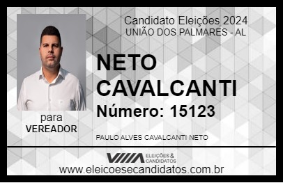 Candidato NETO CAVALCANTI 2024 - UNIÃO DOS PALMARES - Eleições