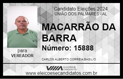 Candidato MACARRÃO DA BARRA 2024 - UNIÃO DOS PALMARES - Eleições