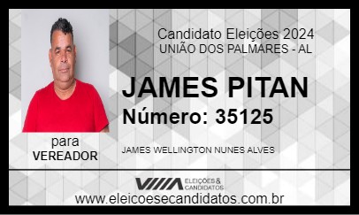 Candidato JAMES PITAN 2024 - UNIÃO DOS PALMARES - Eleições