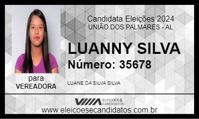 Candidato LUANNY SILVA 2024 - UNIÃO DOS PALMARES - Eleições