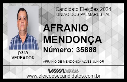 Candidato AFRANIO MENDONÇA 2024 - UNIÃO DOS PALMARES - Eleições