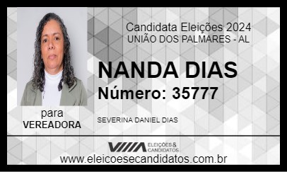 Candidato NANDA DIAS 2024 - UNIÃO DOS PALMARES - Eleições