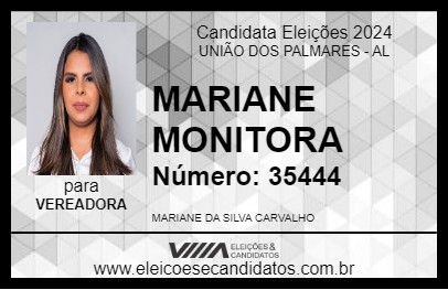 Candidato MARIANE MONITORA 2024 - UNIÃO DOS PALMARES - Eleições