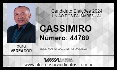 Candidato CASSIMIRO 2024 - UNIÃO DOS PALMARES - Eleições