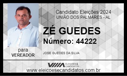 Candidato ZÉ GUEDES 2024 - UNIÃO DOS PALMARES - Eleições