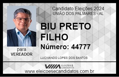 Candidato BIU PRETO FILHO 2024 - UNIÃO DOS PALMARES - Eleições