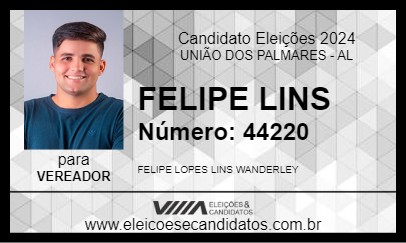 Candidato FELIPE LINS 2024 - UNIÃO DOS PALMARES - Eleições