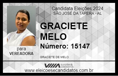 Candidato GRACIETE MELO 2024 - SÃO JOSÉ DA TAPERA - Eleições