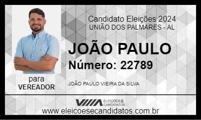 Candidato JOÃO PAULO 2024 - UNIÃO DOS PALMARES - Eleições