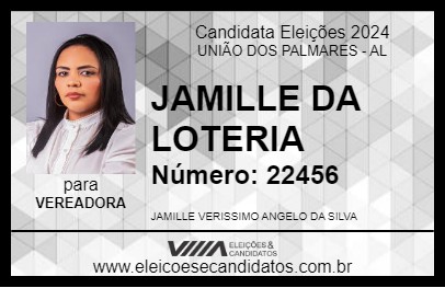 Candidato JAMILLE DA LOTERIA 2024 - UNIÃO DOS PALMARES - Eleições