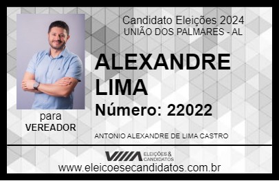 Candidato ALEXANDRE LIMA 2024 - UNIÃO DOS PALMARES - Eleições