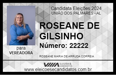 Candidato ROSEANE DE GILSINHO 2024 - UNIÃO DOS PALMARES - Eleições